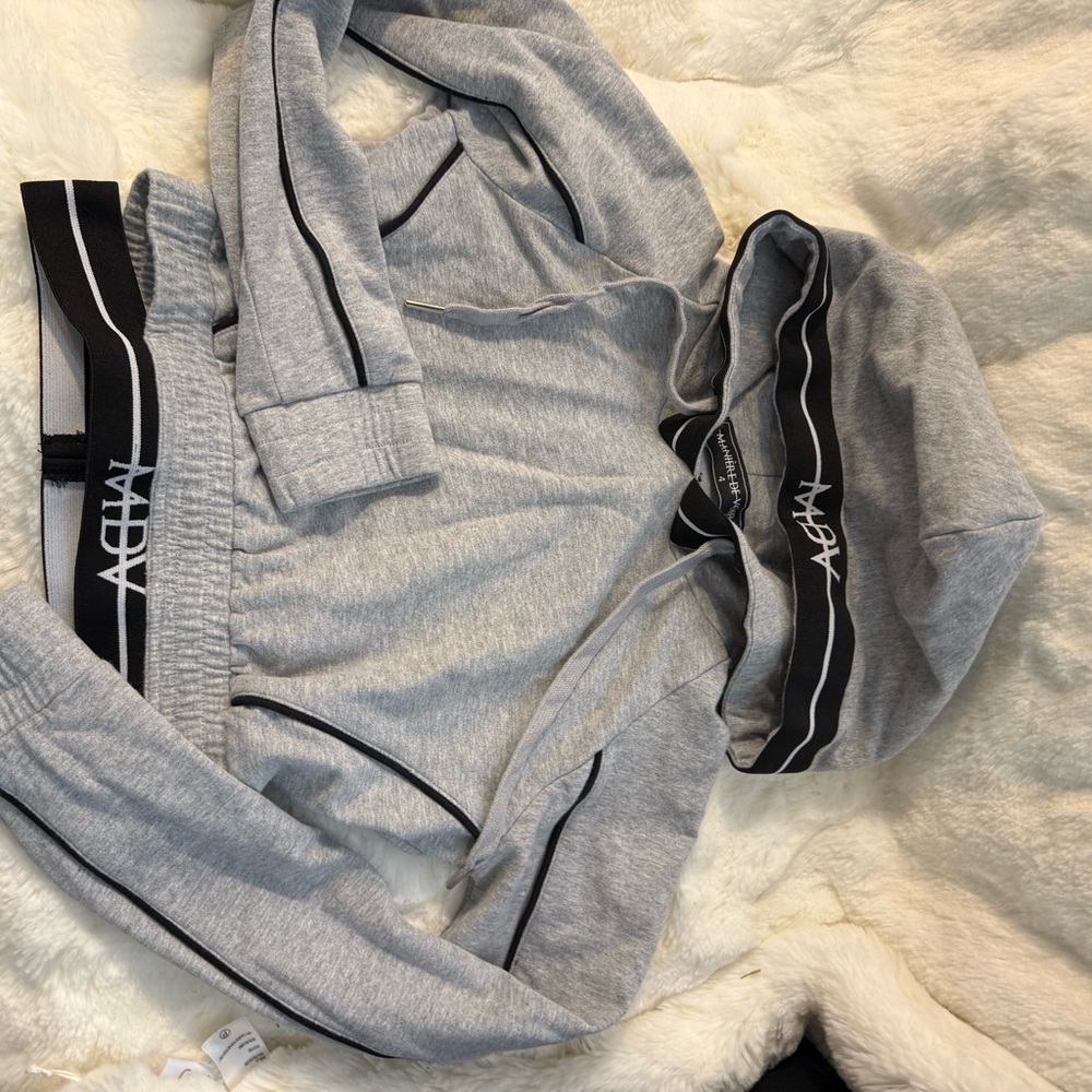 Maniere De Voir Gray Hoodie with Black Trim